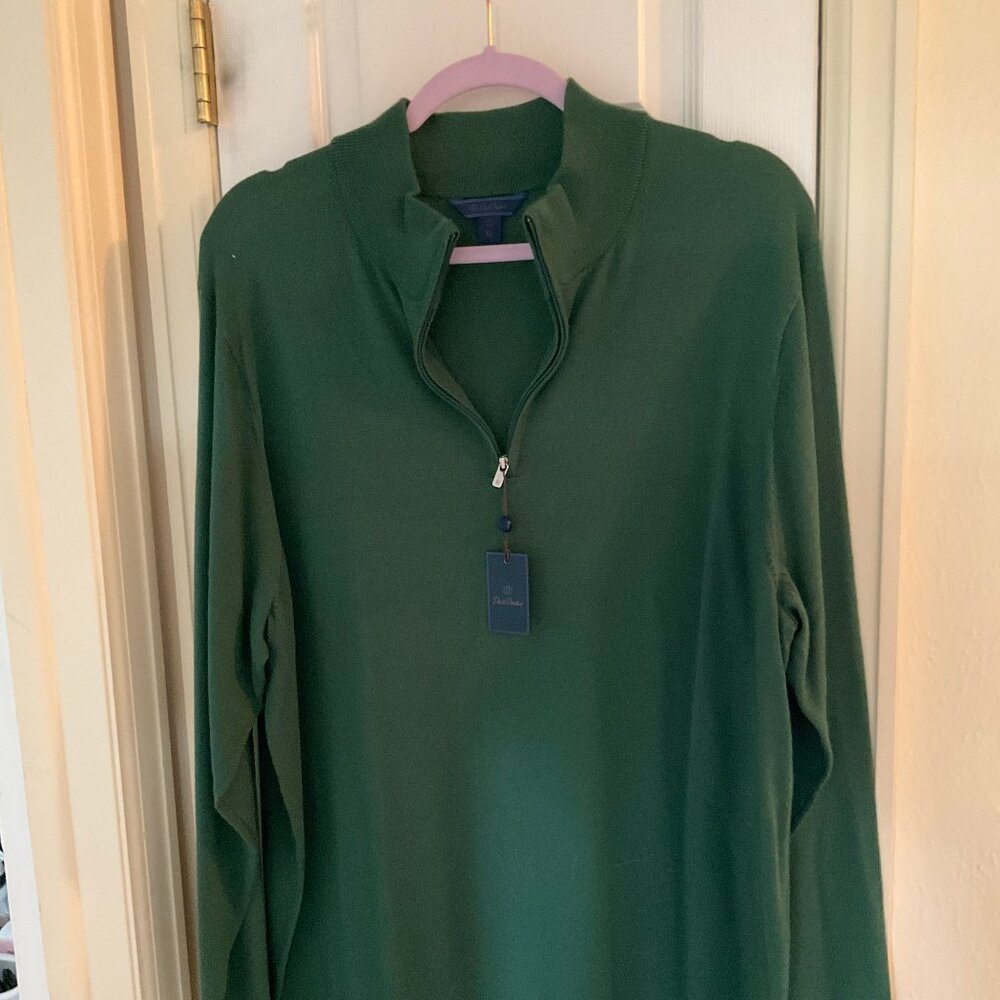 David Donahue Men's Lightweight Quarter Zip Sweater / Green / NWT! Never Worn